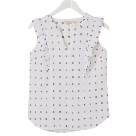 FAT FACE MOLLIE White Jacquard Frill Sleeveless Ruffle Blouse  Sz 4 NWT - Picture 10 of 15